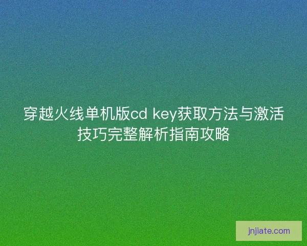 穿越火线单机版cd key获取方法与激活技巧完整解析指南攻略